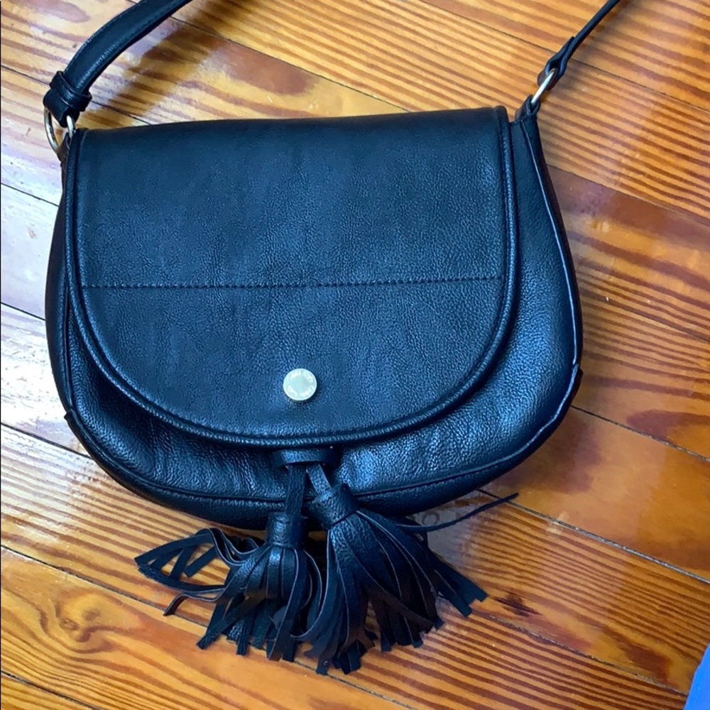 Calvin Klein Black Tassel Saddle Bag